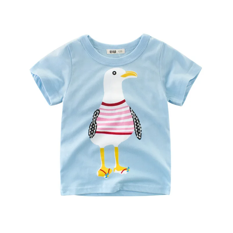 Новые летние топы для маленьких мальчиков футболки детские с рисунками животных