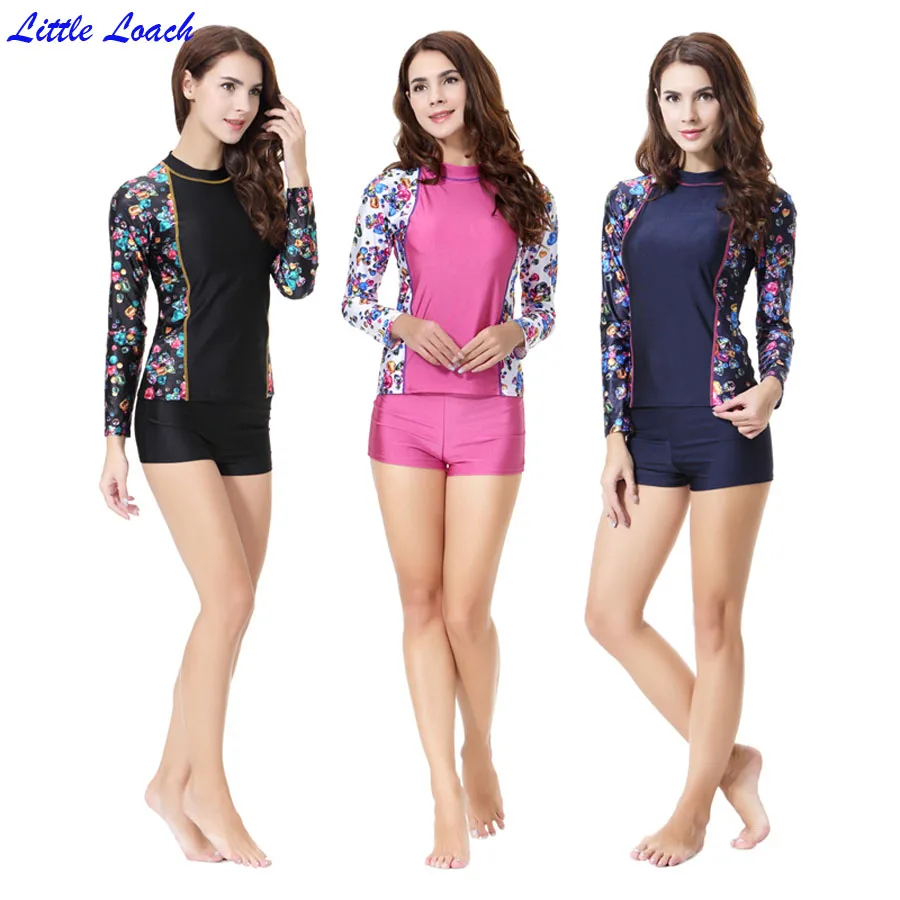 

Modest Islamic Women Swimwear Printed Summer Bathing Suit Short Sleeve Muslim Swimsuits Sexy Girl Flat Shorts And Tops Beachwear