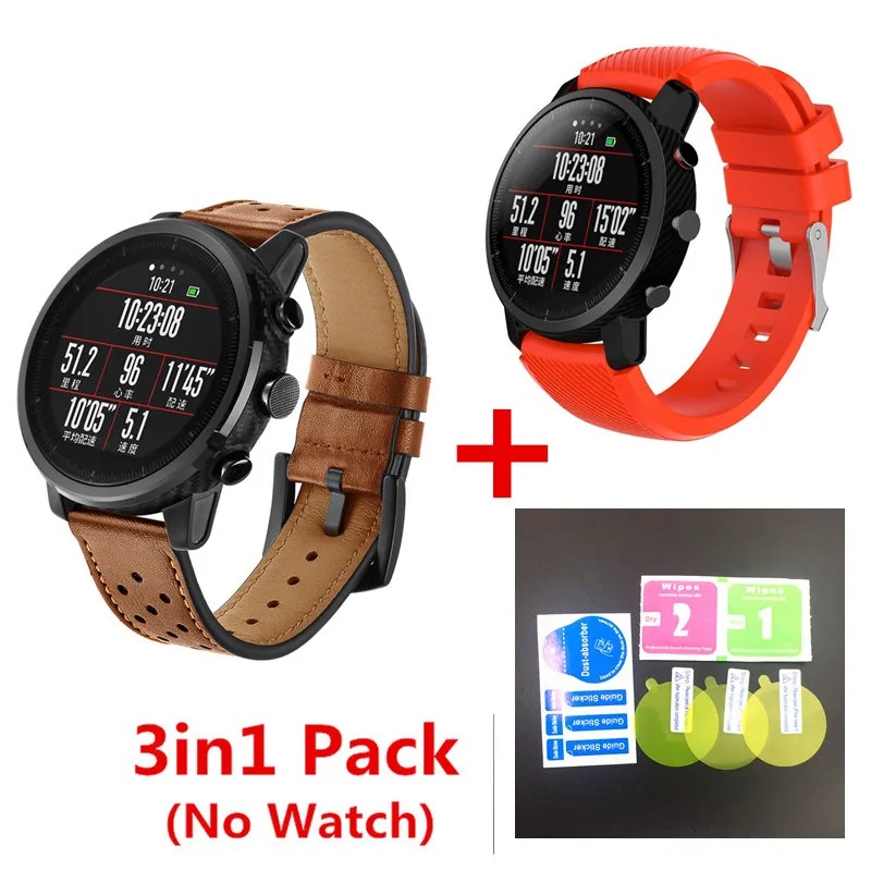 10 3 в 1/упаковка ремешок для часов для оригинального Xiaomi Huami Amazfit Stratos Band Amazfit 2 Pace кожаный ремешок 22 мм силиконовый браслет - Цвет: 10