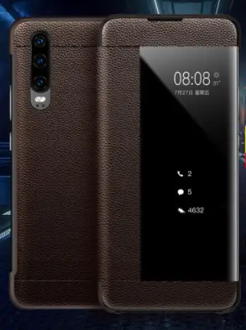 Для huawei p30 Чехол подставка изысканный чехол для телефона Стиль чехол для Para huawei p30 pro чехол из натуральной кожи - Цвет: Коричневый