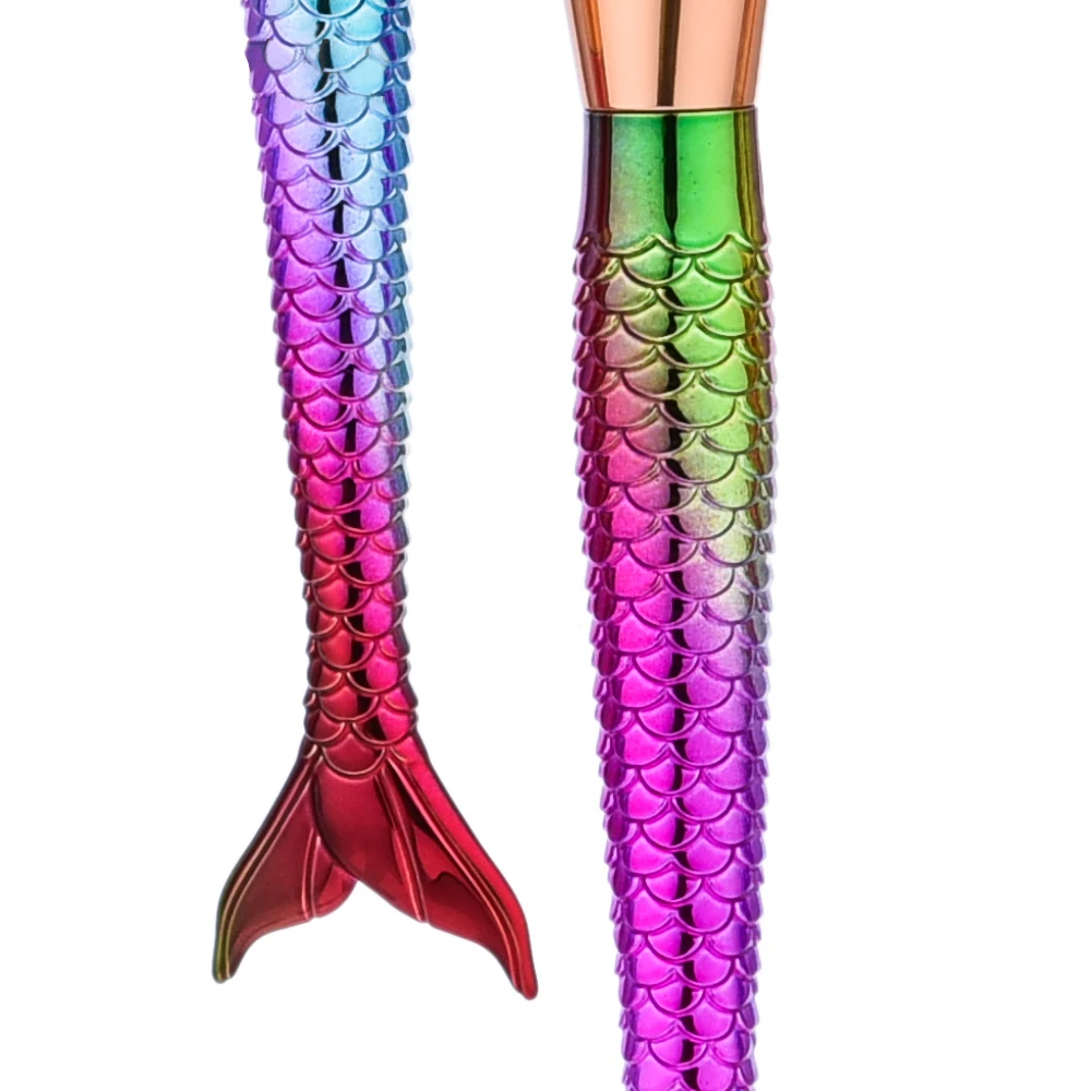 Новая мода 7 шт кисти для макияжа русалка набор красочный рыбий хвост Пудра