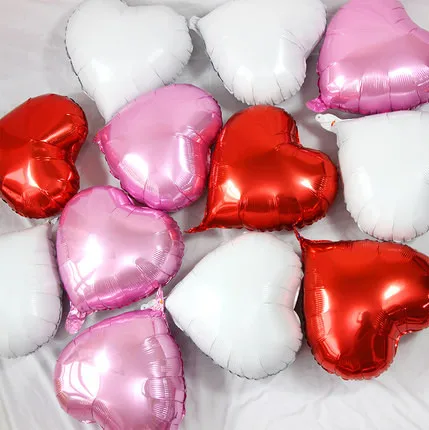 red white pink 10 шт./лот, 18 дюймов, шары на день рождения, розовое золото, красное сердце, гелиевые фольгированные шары для детского душа, День Святого Валентина, декор для свадебной вечеринки - Цвет: red white pink