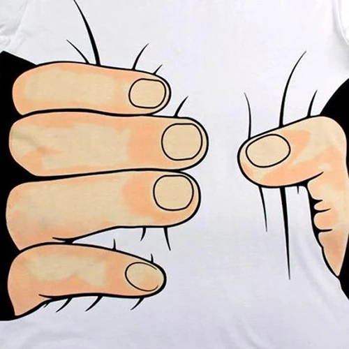 

2020 New Men's Fashion Summer 3D Big Hand Print Round Neck Short Sleeve White T-shirt Hot Halloween Costumes