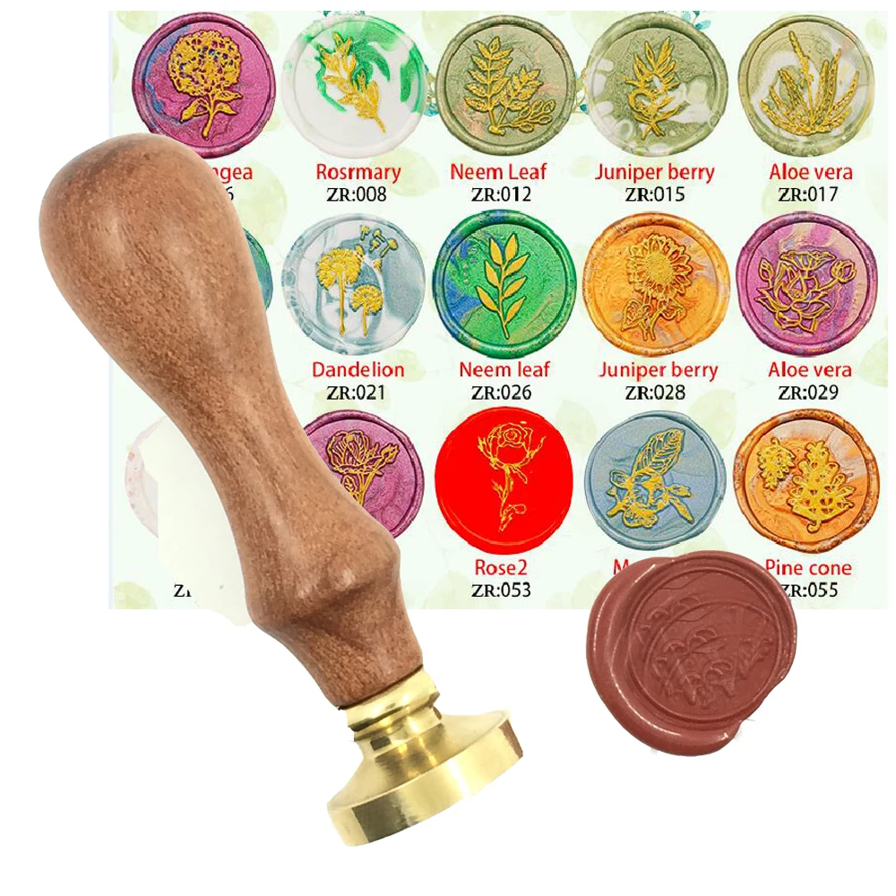 Натуральное дерево растение восковое уплотнение Медная головка ручка Curlicue