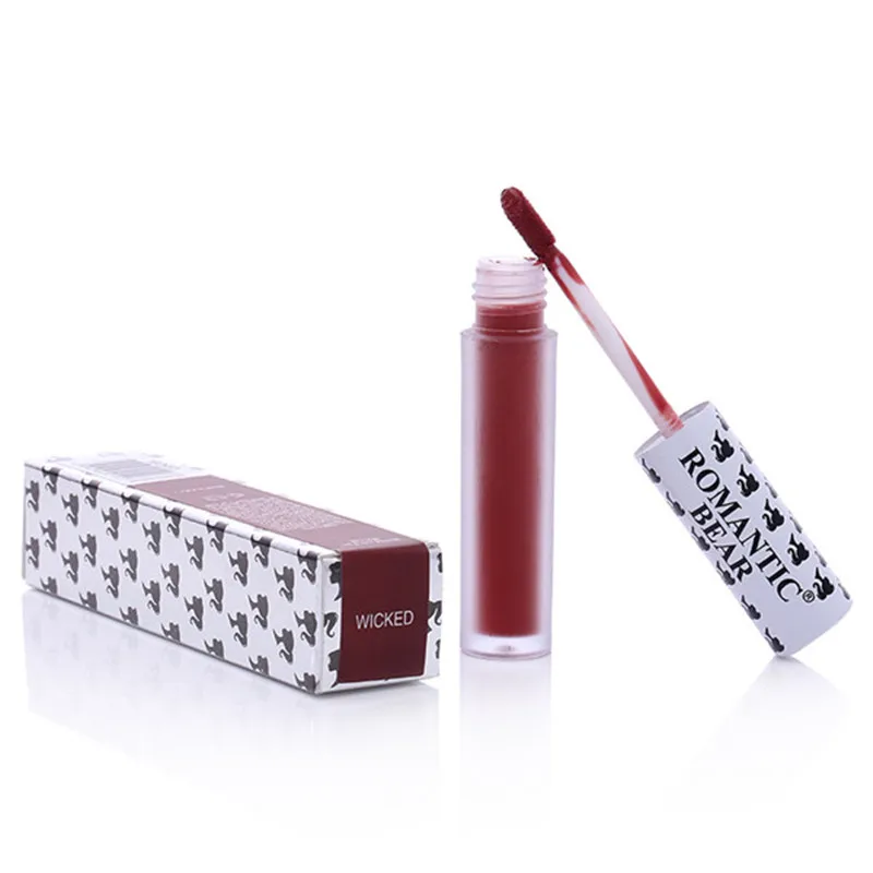 Романтический медведь бренд 12 цветов Матовый жидкий блеск для губ Batom Фиолетовый