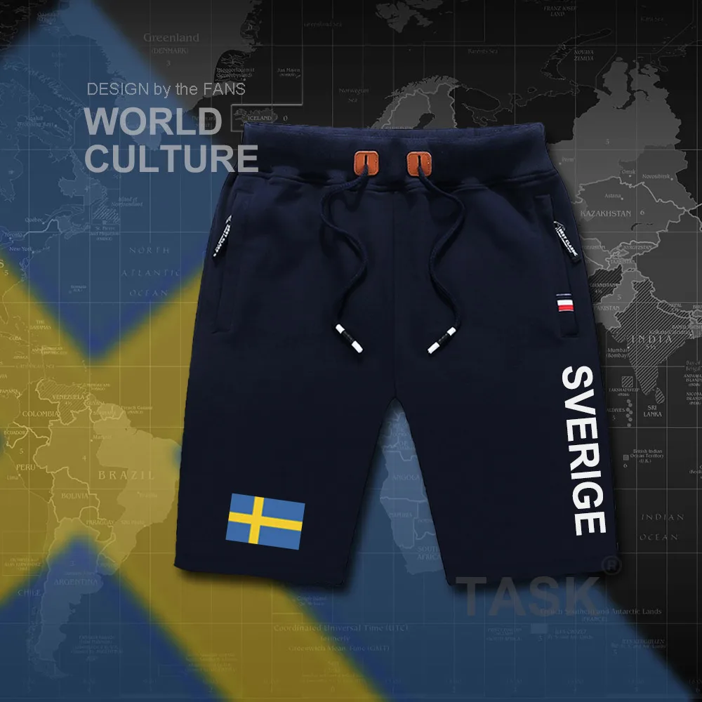 Sweden Sverige мужские пляжные шорты, новинка, мужские пляжные шорты с флагом, тренировочные шорты на молнии, с карманами, одежда с надписью,, Swede SE