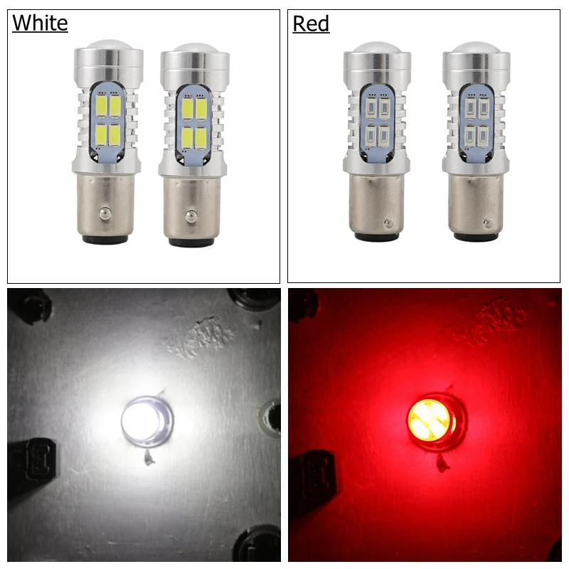 Oslamp 2 шт. 1157 BAY15D белая красная светодиодная лампа P21/5 Вт 21 5730 SMD лампы заднего хода