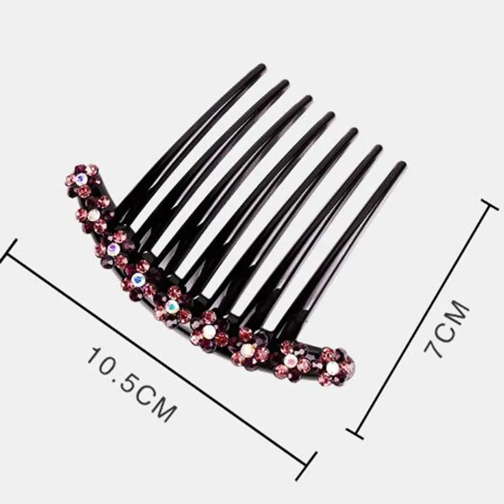 

7 Teeth Rhinestone Flower Hair Comb Women Side Hairclip Girls Hairpins Barrette Hairgrip Bobby Pin Hair Styling Accessories