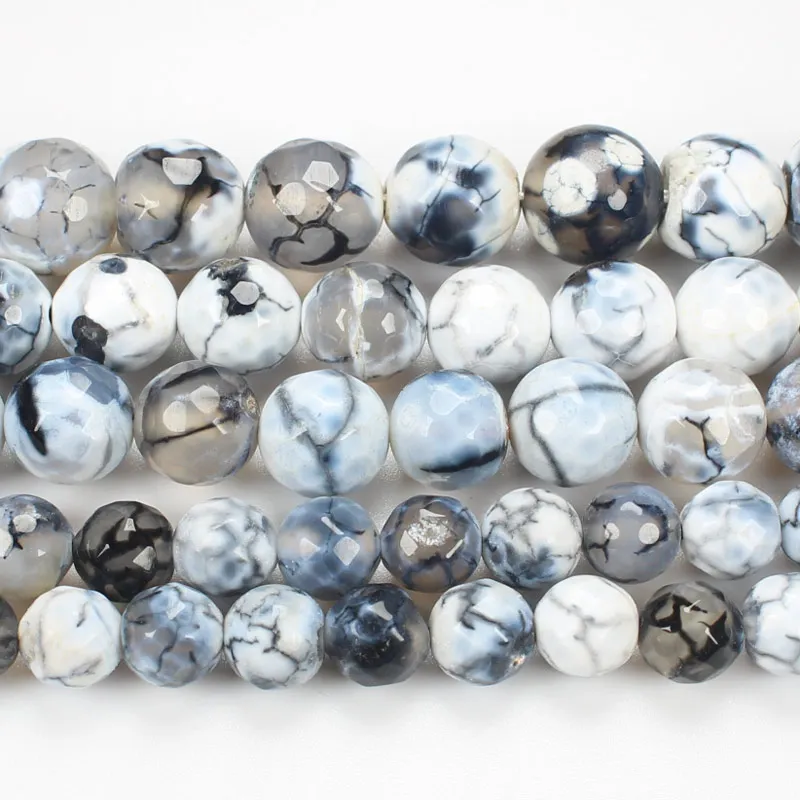 

Faceted White Crackle Agates 6-12mm Round Beads 14inch ,Wholesale For DIY Jewellery Free Shipping !