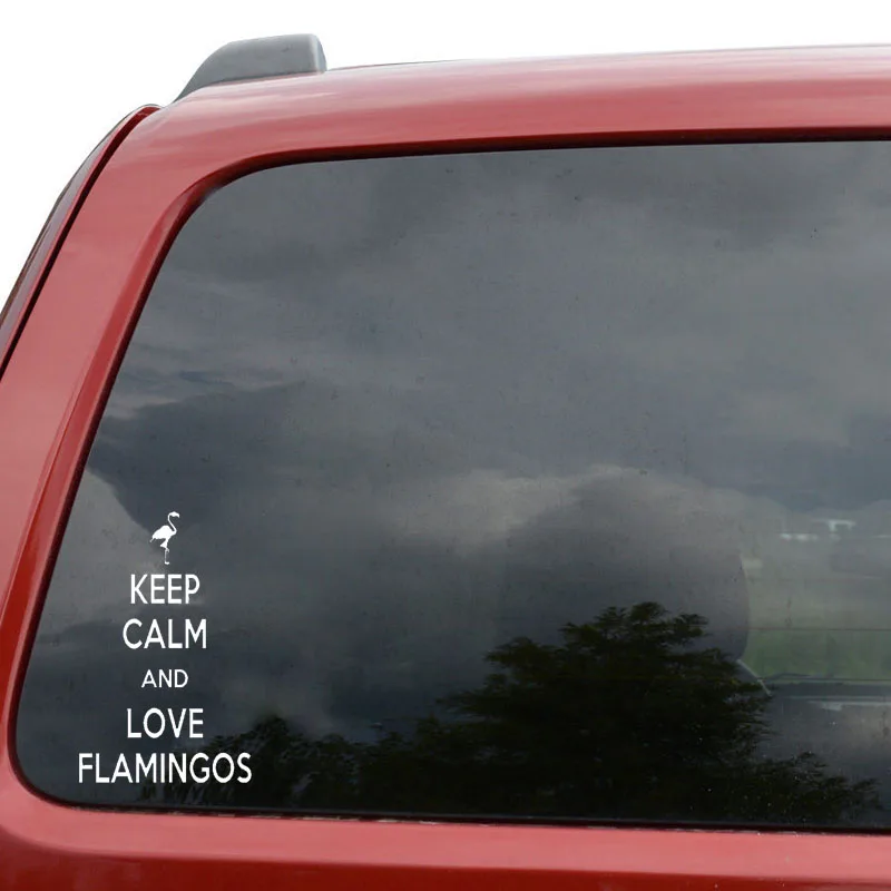 QYPF 11.3CM*18CM Fashion Keep Calm And Love Flamingos Vinyl Art Decor Decal Car Sticker Black Silver C15-0998 |