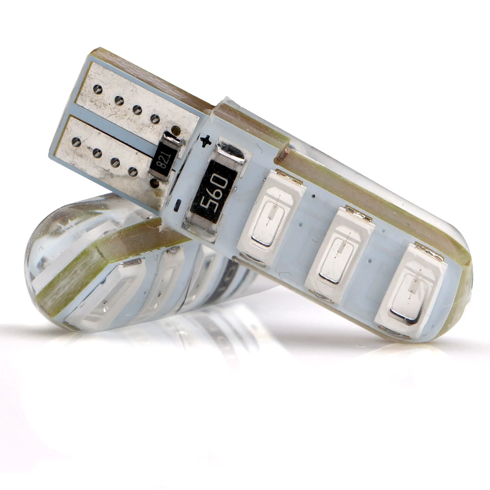 

10pcs 12V Silica W5W T10 5630 6 SMD LED Bulbs Car Door Clearance Reading Luggage Compartment License Plate Lights White Red Blue