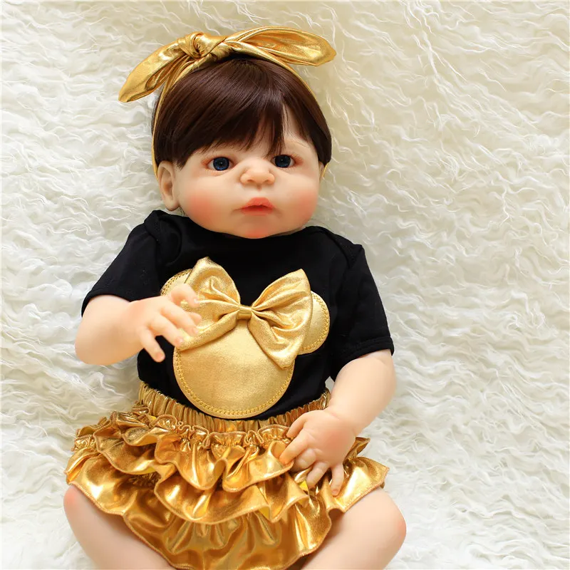 NPK 57 см силиконовые куклы Reborn Baby с милой Bebe Кукла Одежда прекрасное возрождение