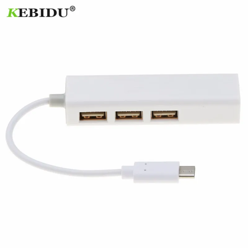 Адаптер Kebidu USB-C Ethernet 3 USB C Hub для RJ45 Lan адаптер сетевая карта Macbook ThinkPad Samsung ноутбука |