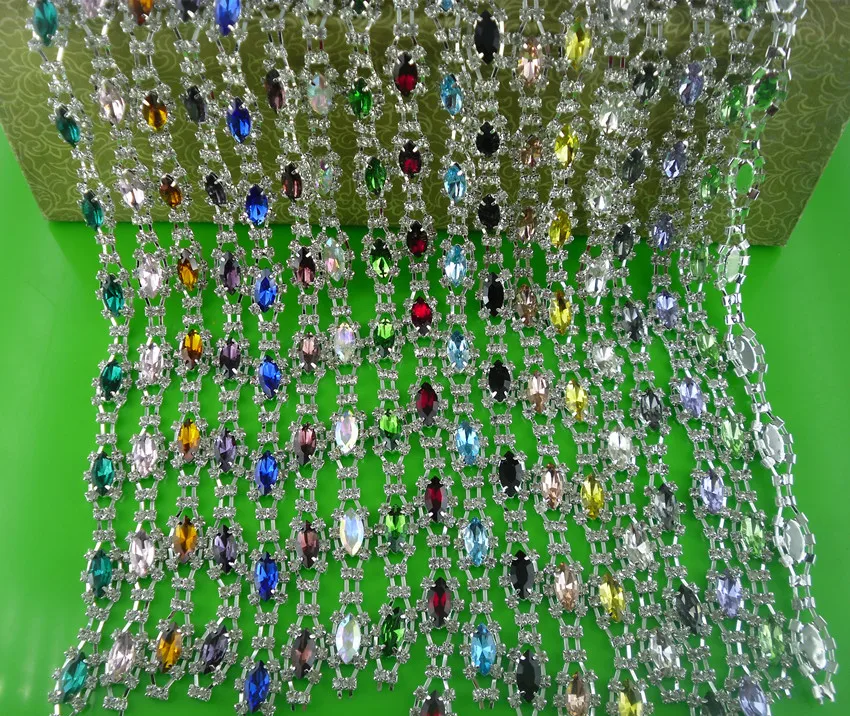 Стеклянные кристаллы конский глаз с аппликацией для костюма 7x15 мм стразы