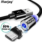 Магнитный кабель Marjay для быстрой зарядки USB-Micro-USB, максимальный ток 2.4A, цвет черныйкрасныйголубойзолотосеребро