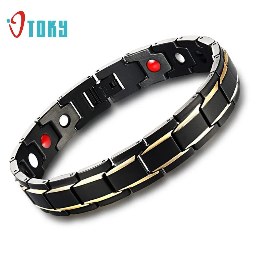 Bangles OTOKY Hot 2018 Hottime Luxury Fashion Health Energy Bracelet Men Stainless Steel Magnetic Black Apr24 |