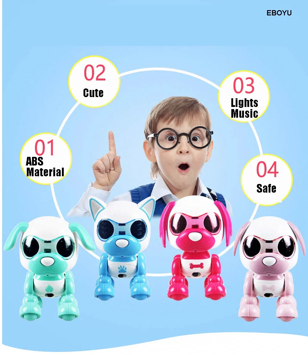 EBOYU Cute Smart Dog UInteractive Smart Puppy Robot Dog со светодиодный звуком и глазами