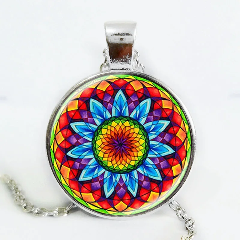 1 шт. разноцветная стеклянная подвеска в виде цветка Хны|yoga pendant|necklace vintagemandala necklace