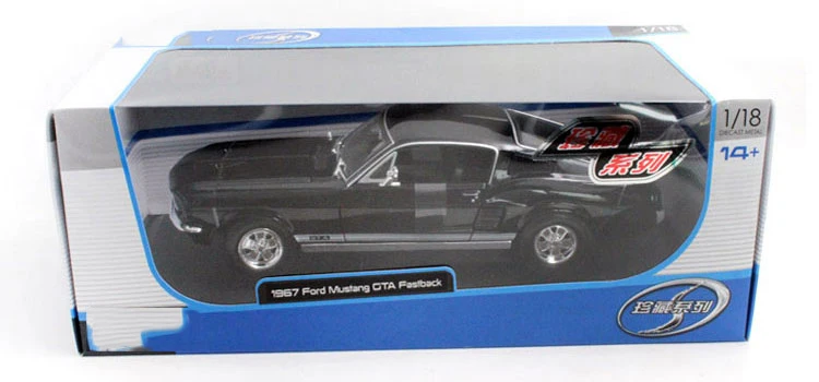 1:18 Ford 1967 Mustang GTA Fastblack автомобиль черный и зеленый цинковый сплав модель автомобиля литье под давлением для коллекции мальчиков Игрушки Подарки