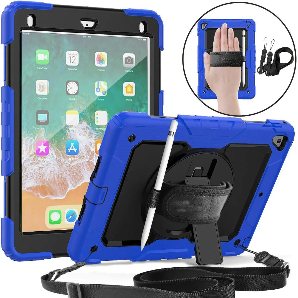 Чехол для iPad 9 7 дюйма 2018 2017 вращающийся на 360 градусов ремешок плечо