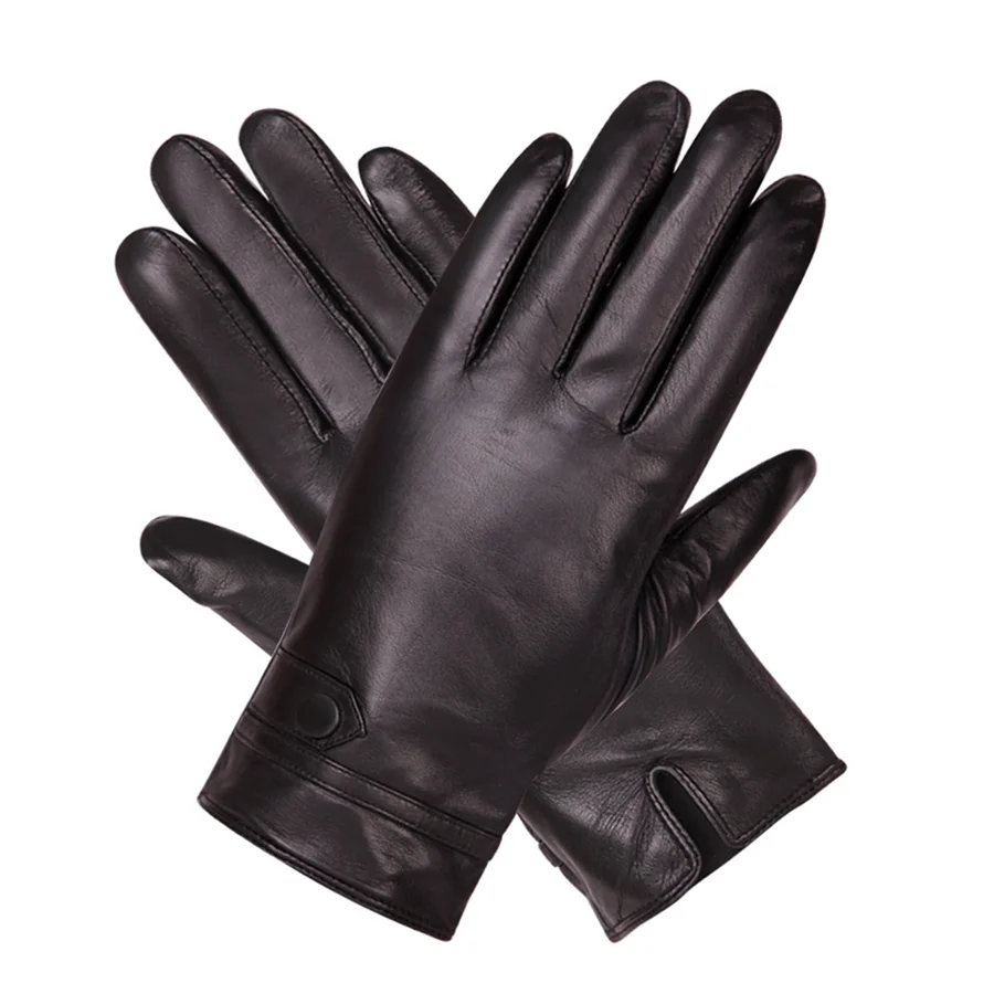 Winter Touch Screen Leather Gloves Men'S Warm Thick Windproof Driving Sheepskin Gloves M18008-5