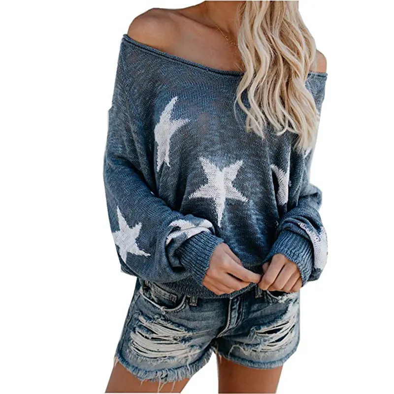 Сексуальный вязаный свитер с открытыми плечами Женский Осенний уличный