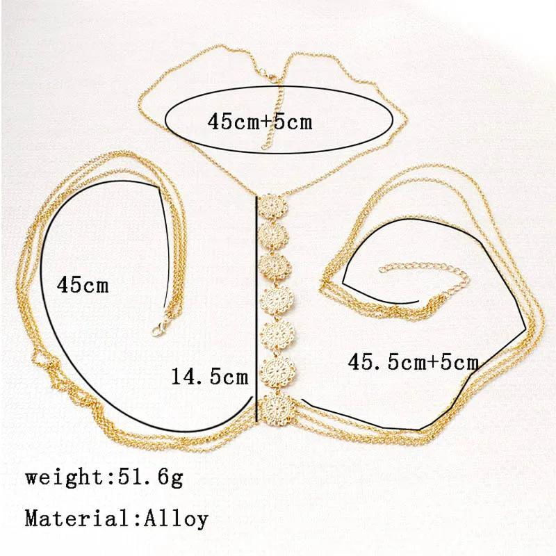 Сексуальная Женская цепочка для тела из сплава с кисточками резной цветок крест