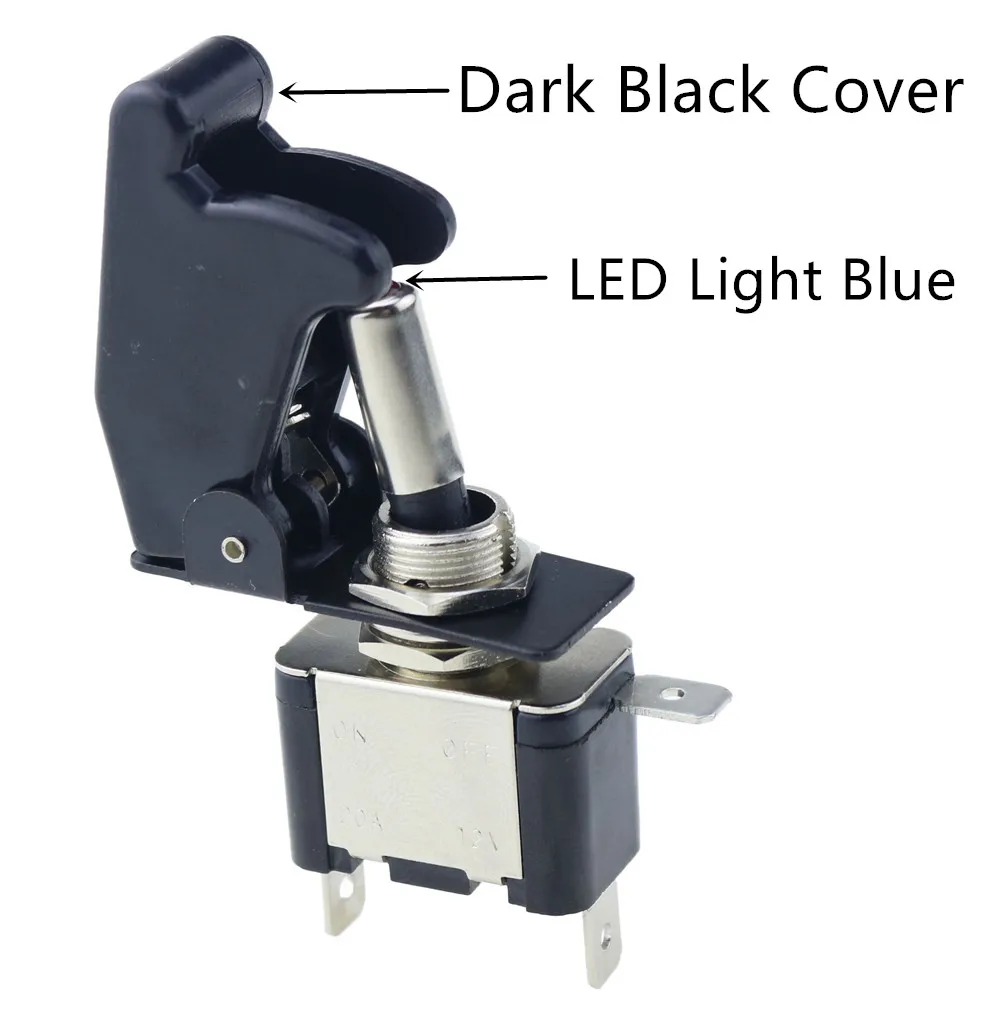 LED blue black cover Авто автомобиль Лодка Грузовик с подсветкой светодиодный тумблер с безопасности самолета Флип-крышка охранника Красный Синий Зеленый Желтый Белый 12V20A - Цвет: LED blue black cover