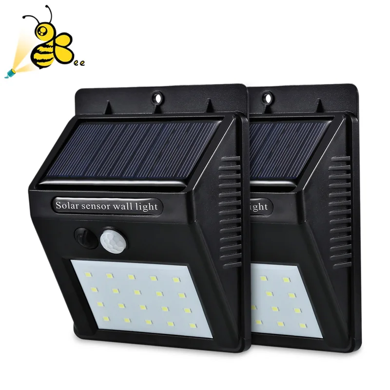 Пчелы освещение LED Солнечная энергия PIR датчик движения настенный светильник 20