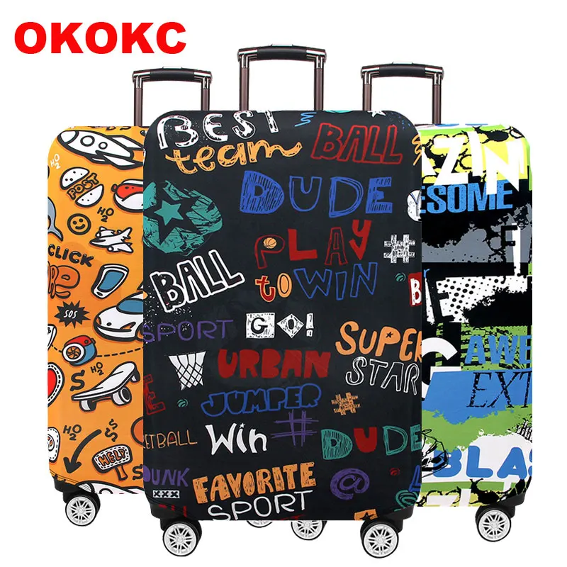OKOKC эластичный плотный чехол с граффити для чемодана защитный подходит 19 ''
