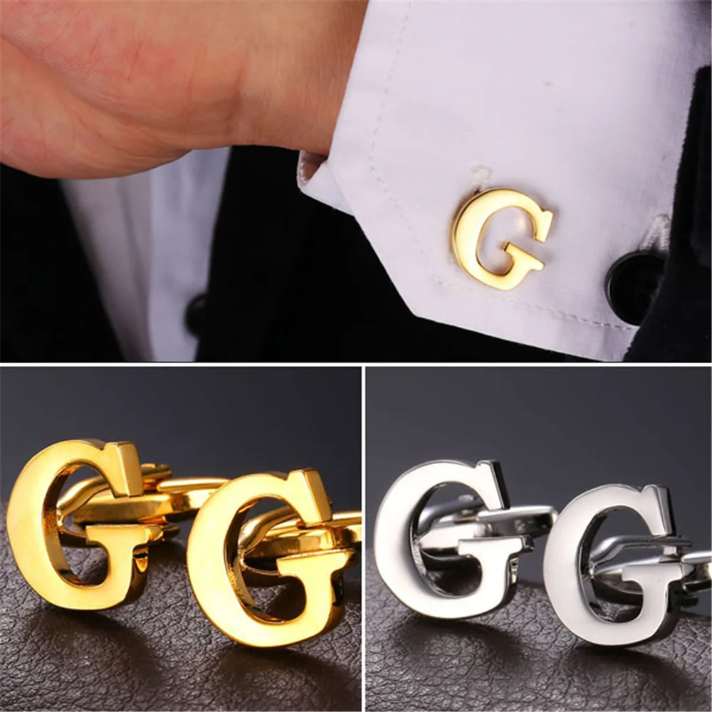 Алфавита G мужские запонки высококачественные кнопки золото/цвет мода