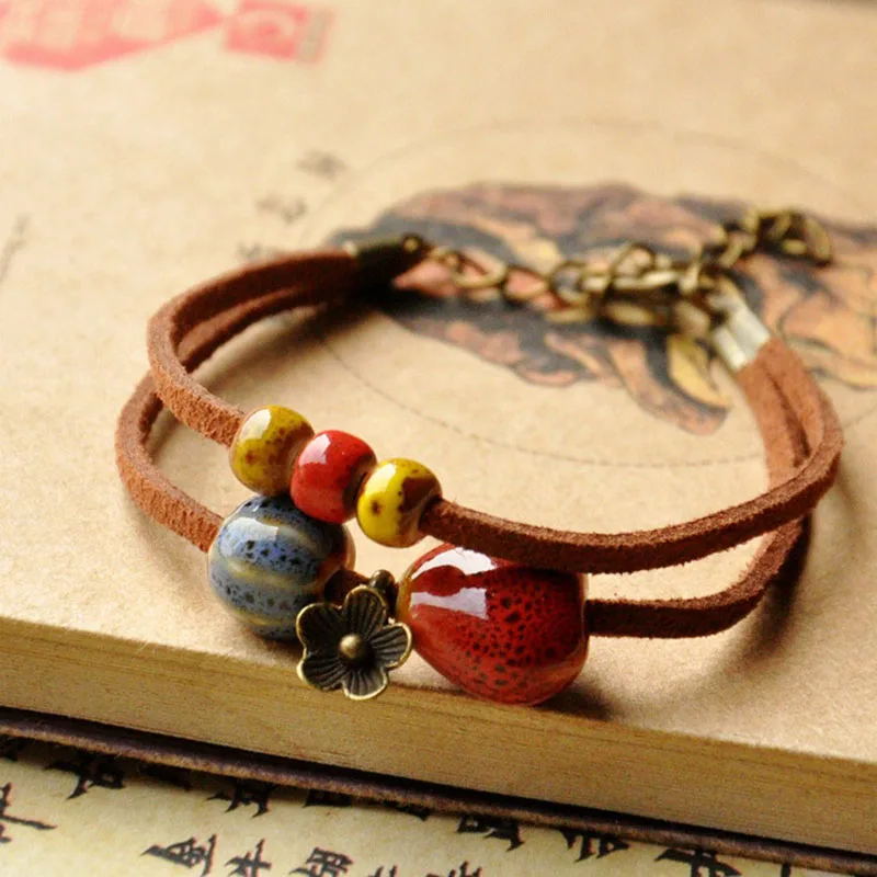 Браслеты с керамическими бусинами подвеска в форме сердца арбуза Цветок Кулон женское ювелирное изделие