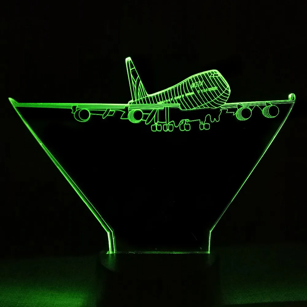 3d лампа в виде летающего самолета декоративная настольная RGB для настроения