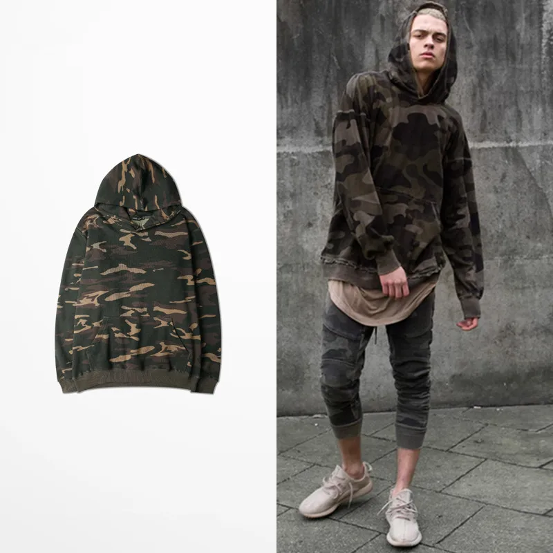 Мужская камуфляжная толстовка в стиле хип хоп свободного покроя|sweatshirt kanye|mens