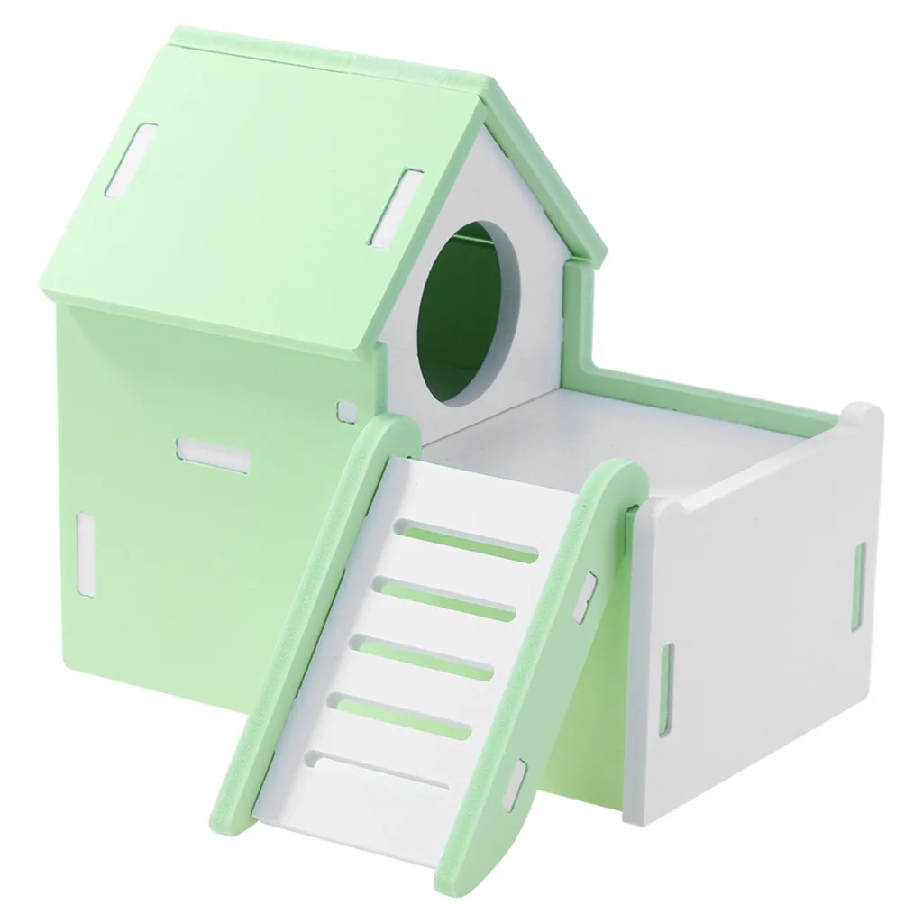 Green Хомяк игрушки игрушка для маленьких домашних животных Развлечения Спортивная игра дом цвет хомяк деревянная игрушка лестница морская свинка домик для крыс подарки - Цвет: Green