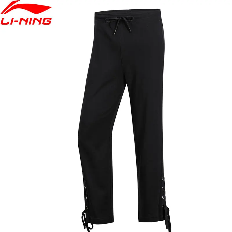 Женские трикотажные широкие брюки Li-Ning свободные штаны из 72% хлопка с подкладкой