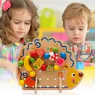 Детские деревянные блоки Ежик фрукты бусины Монтессори Ручной Балансировочный бисер математическая арифметика учебные пособия