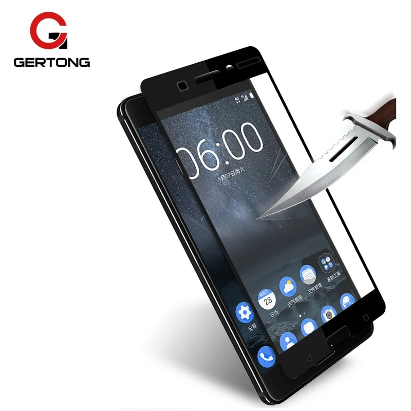 Полное покрытие закаленное стекло для Nokia 5 6 7 8 3 2 1 Защита экрана 2018 защитное черно