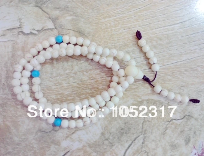 108 бусины из белого камня howlite буддистской молитвенной нитки регулируемый
