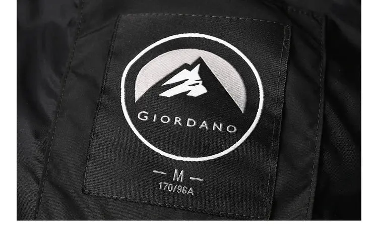 Giordano мужской длинный пуховик с капюшоном из натурального утиного пуха