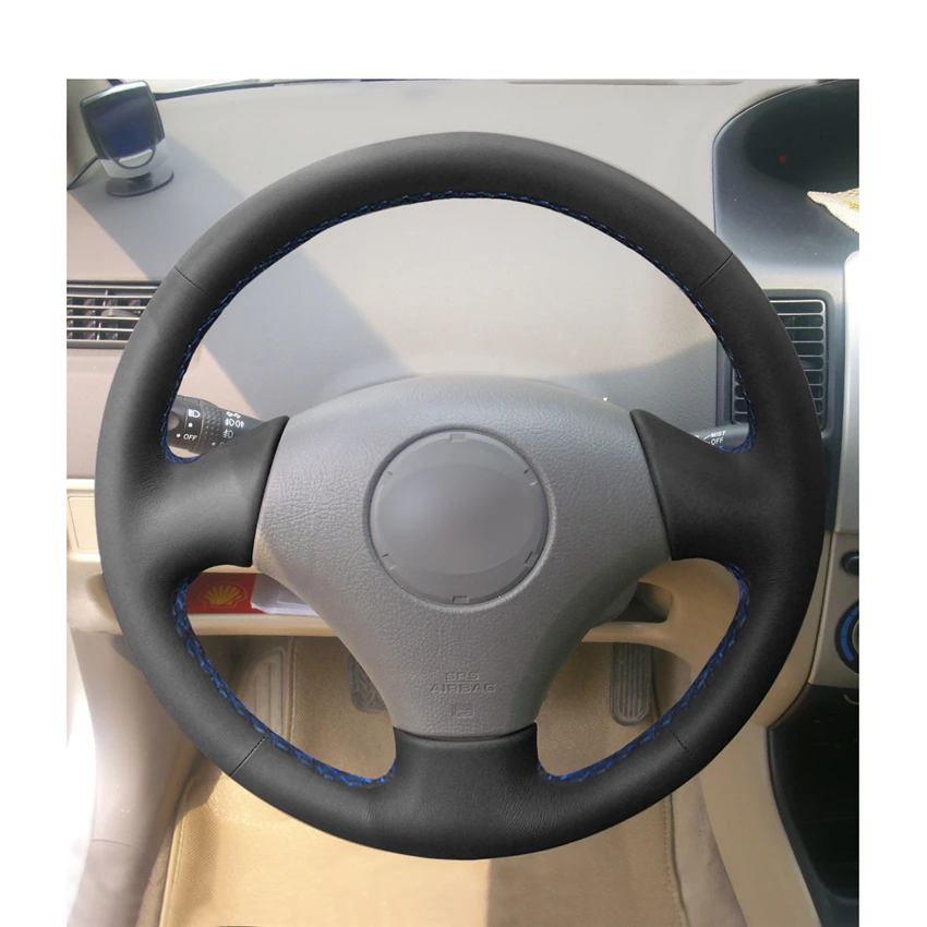 Сшитый вручную черный Чехлы рулевого колеса автомобиля из искусственной кожи PU