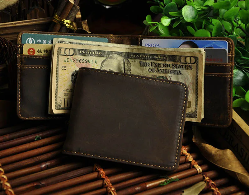 Новинка 2016 высокое качество Мужской винтажный кошелек из натуральной кожи