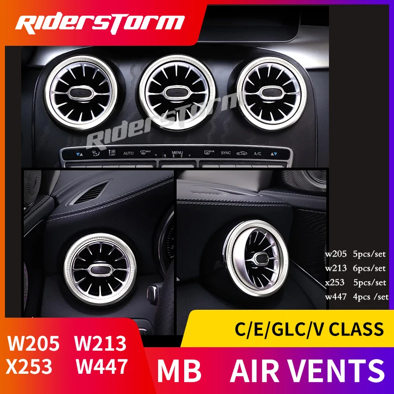 Для w205 w213 X253 C class C200 C180 E E43 E450 GLC w447 v turbine air vent Серебристые/красные вентиляционные