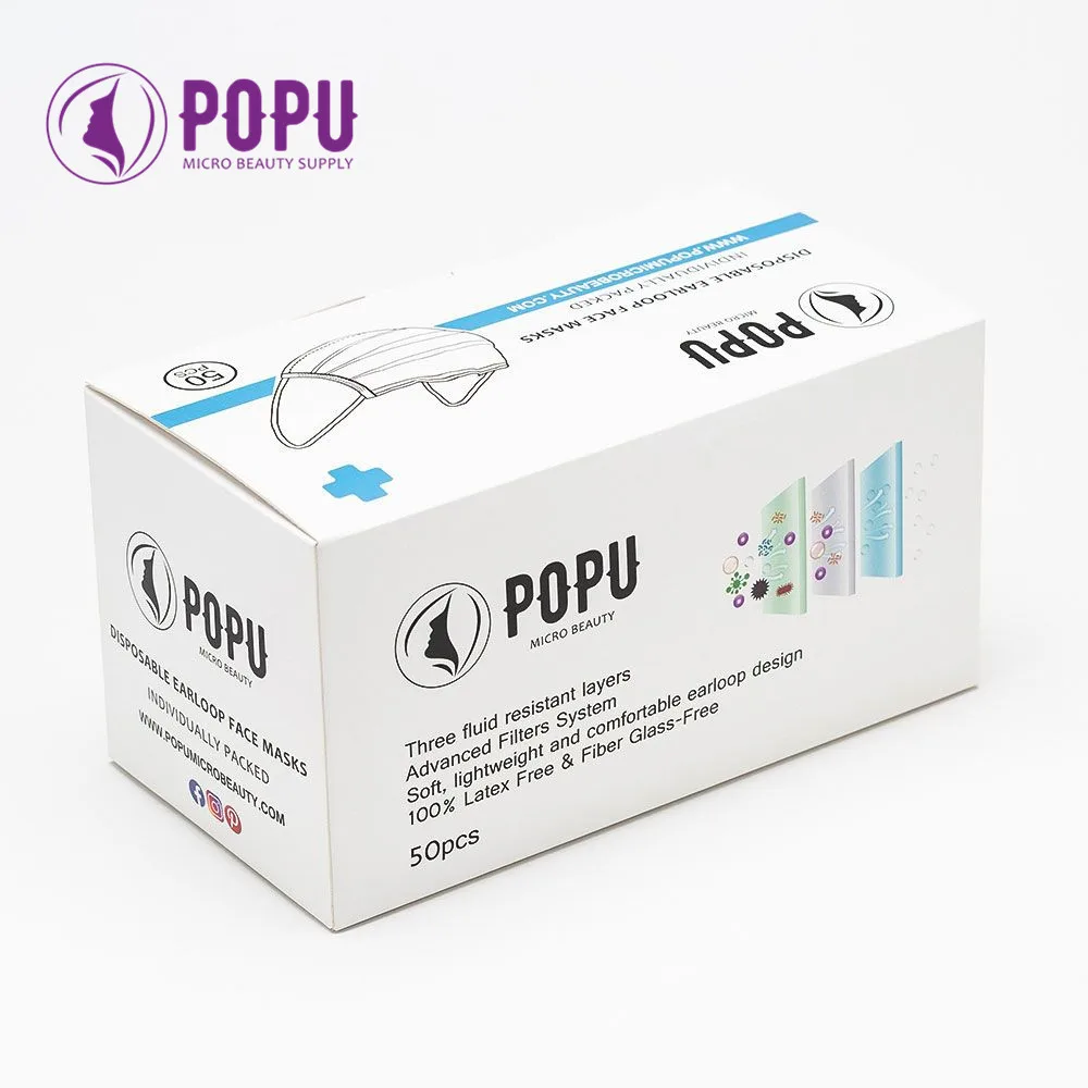 POPU одноразовые маски для ушных петель три слоя устойчивые к жидкости стоматологические ушные петли активированный уголь Анти-пыль хирургические маски для лица 50 шт