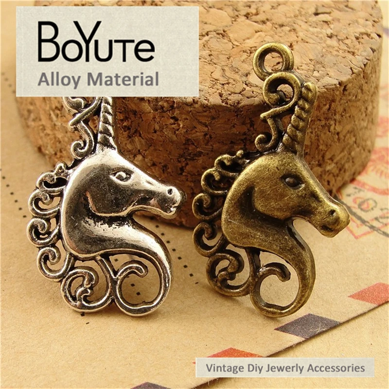 BoYuTe (100 шт./лот) 15*21 мм античные бронзовые посеребренные металлические подвески