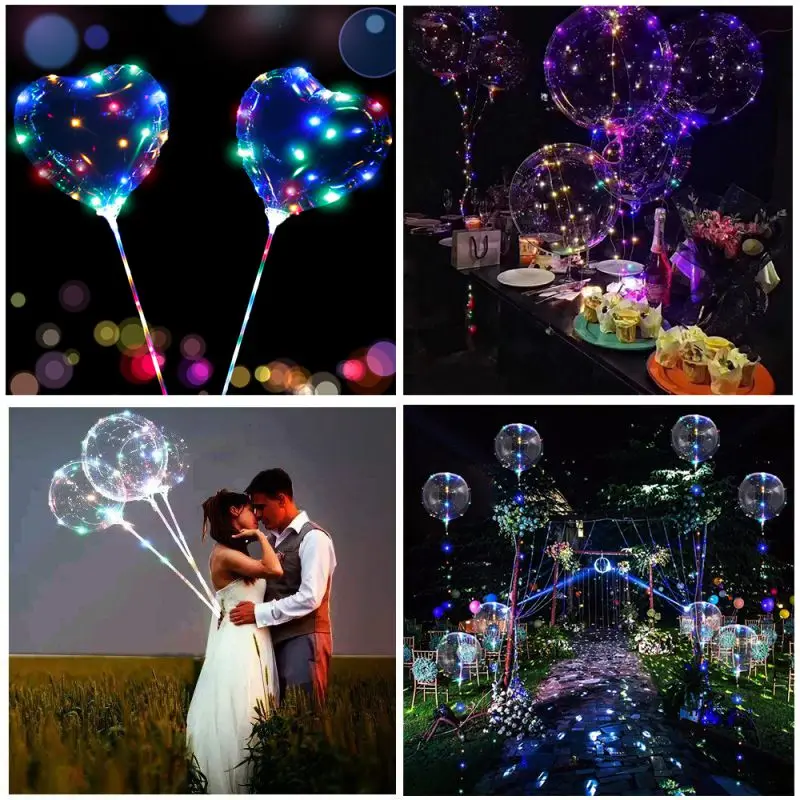 18 дюймов светодиодный шарик светящаяся волна Гелиевый шар светодиодный круглый пузырь воздушный шар Стержень Поддержка света Свадебная вечеринка Рождественское украшение