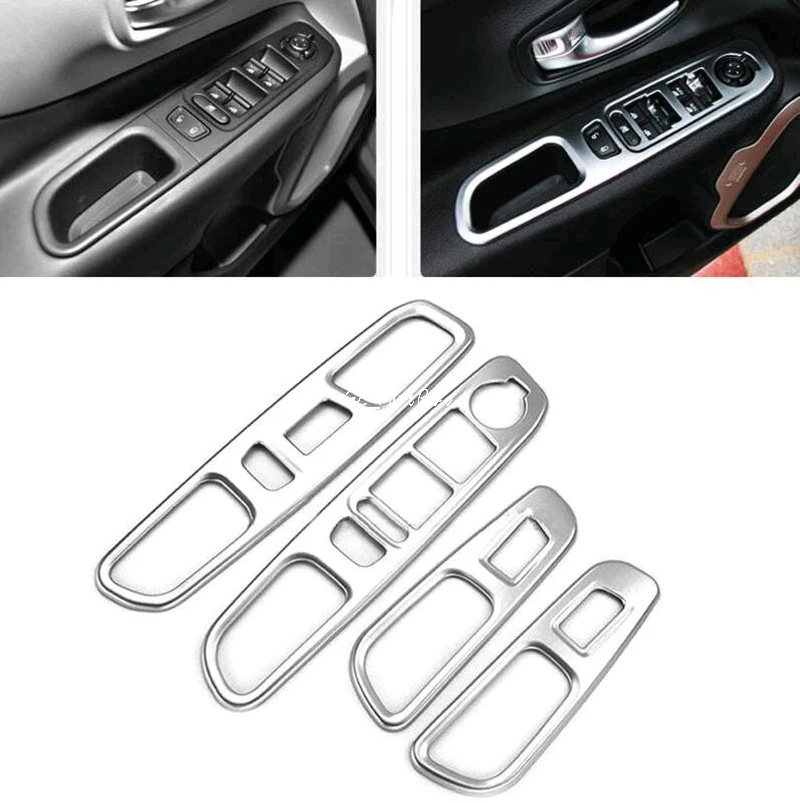 

4Pcs stainless steel Interior Window Switch Panel Molding Cover Trim For Jeep Renegade 2015-2016