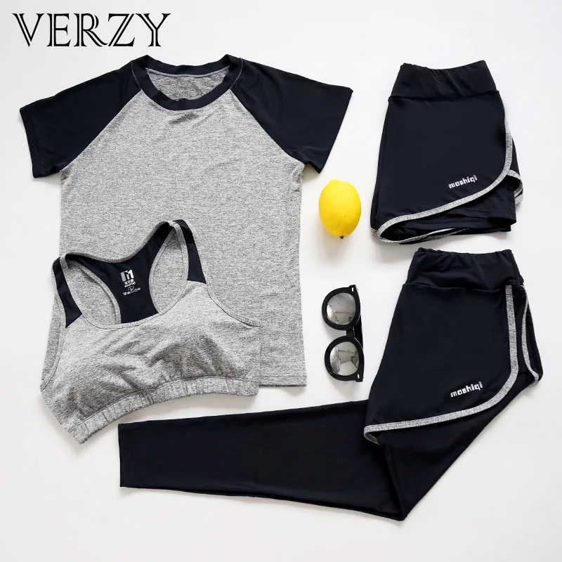 Женский спортивный костюм для йоги Verzy комбинезон бега футболка топ бюстгальтер