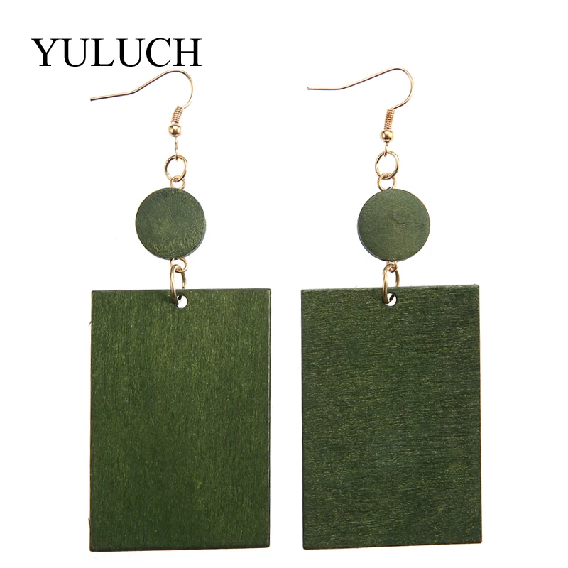 Серьги-капельки из натурального дерева в ретро стиле женские круглые деревянные