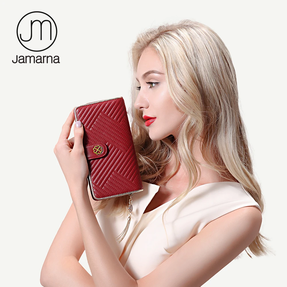 Jamarna кошелек из натуральной кожи для женщин Мягкий овчина клатч портмоне длинный